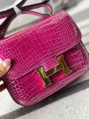 wholesale quality hermes constance 19 shinny niloticus crocodile j5 rose scheherazade ghw